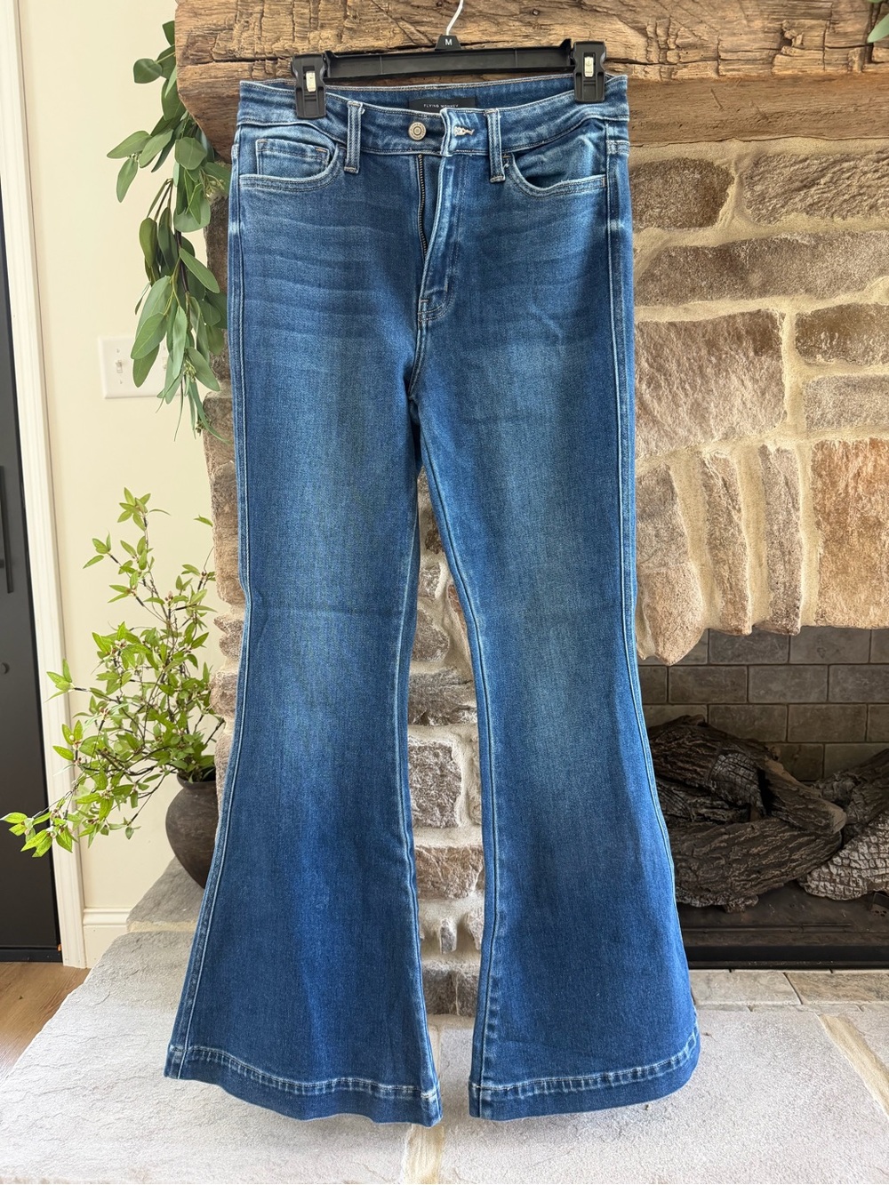 Flying Monkey Blue Flare Jeans - Mid Blue Wash